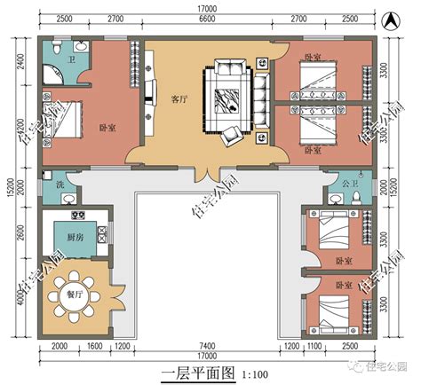 三合院平面圖|精选图库丨15套三合院户型合集，带平面图